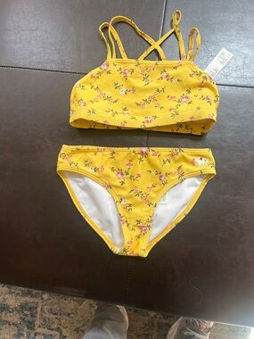 abercrombie kids Yellow Floral Two-Piece Swim Bikini